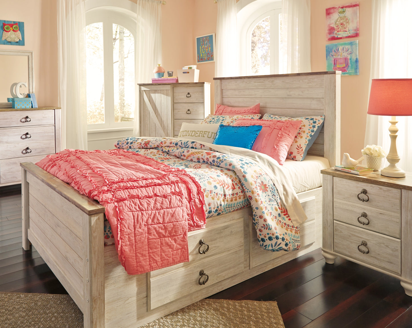 Willowton Panel Bed With 2 Storage Drawers