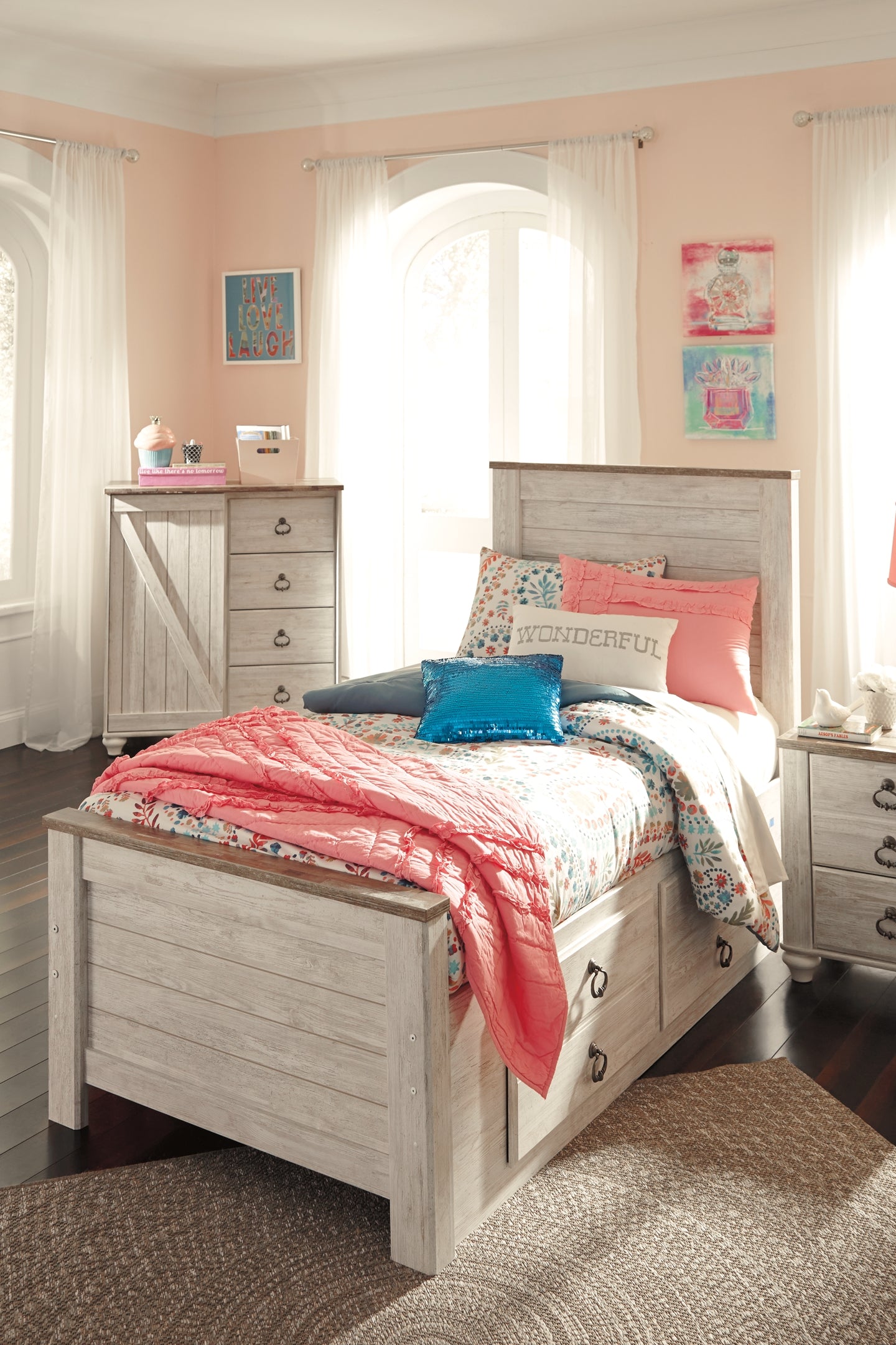 Willowton Panel Bed With 2 Storage Drawers