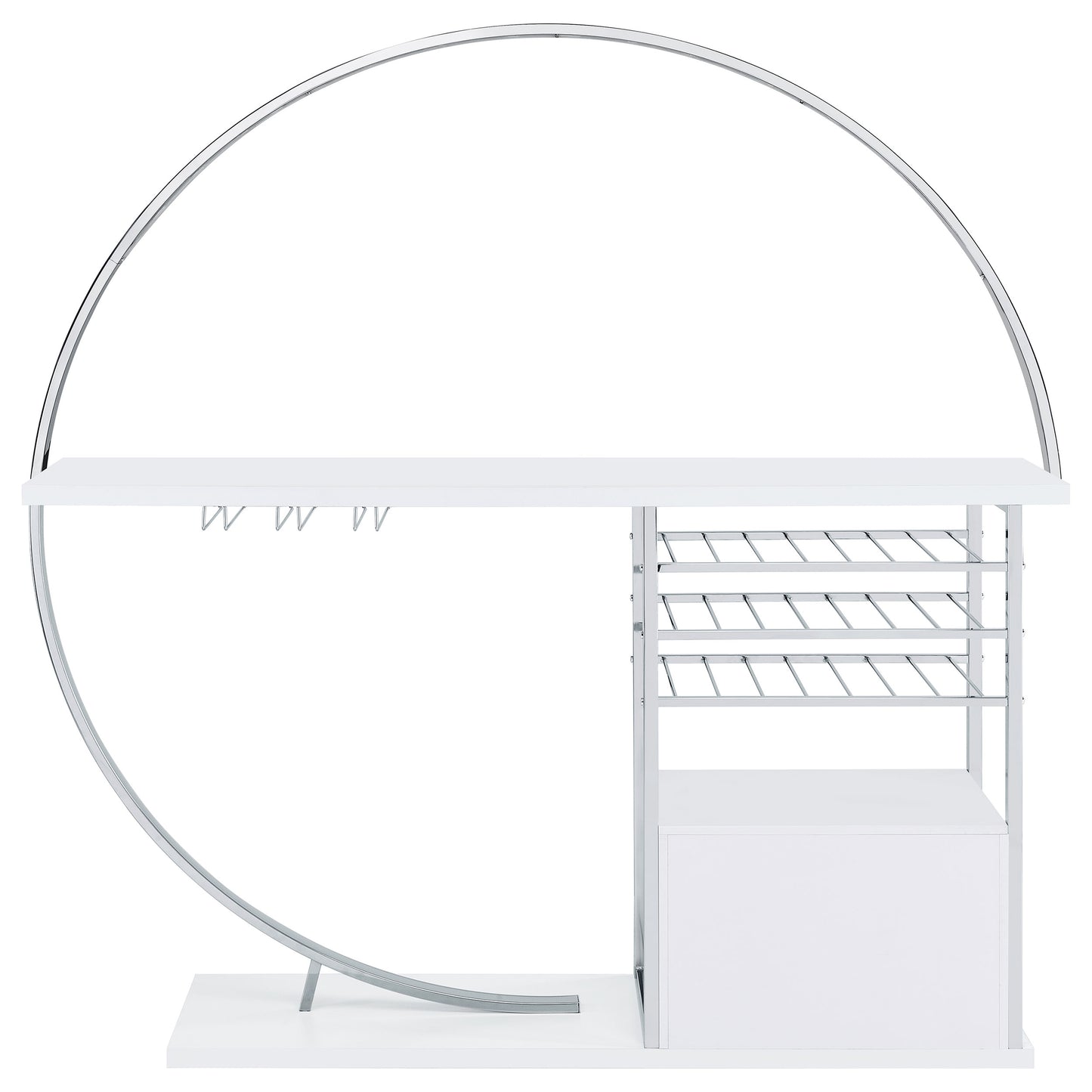 Risley 2-door Circular LED Home Bar with Wine Storage White High Gloss