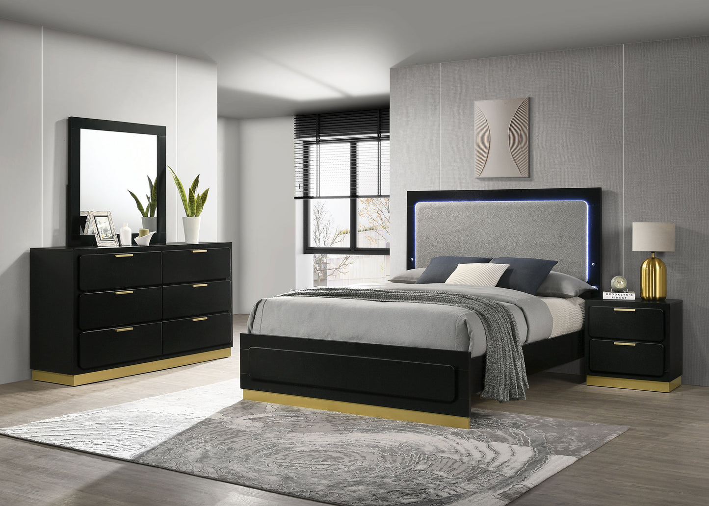 Caraway 4-piece Eastern King Bedroom Set Black