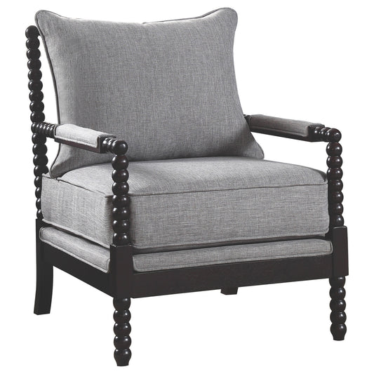 Blanchett Upholstered Bobbin Accent Chair Grey and Cappuccino