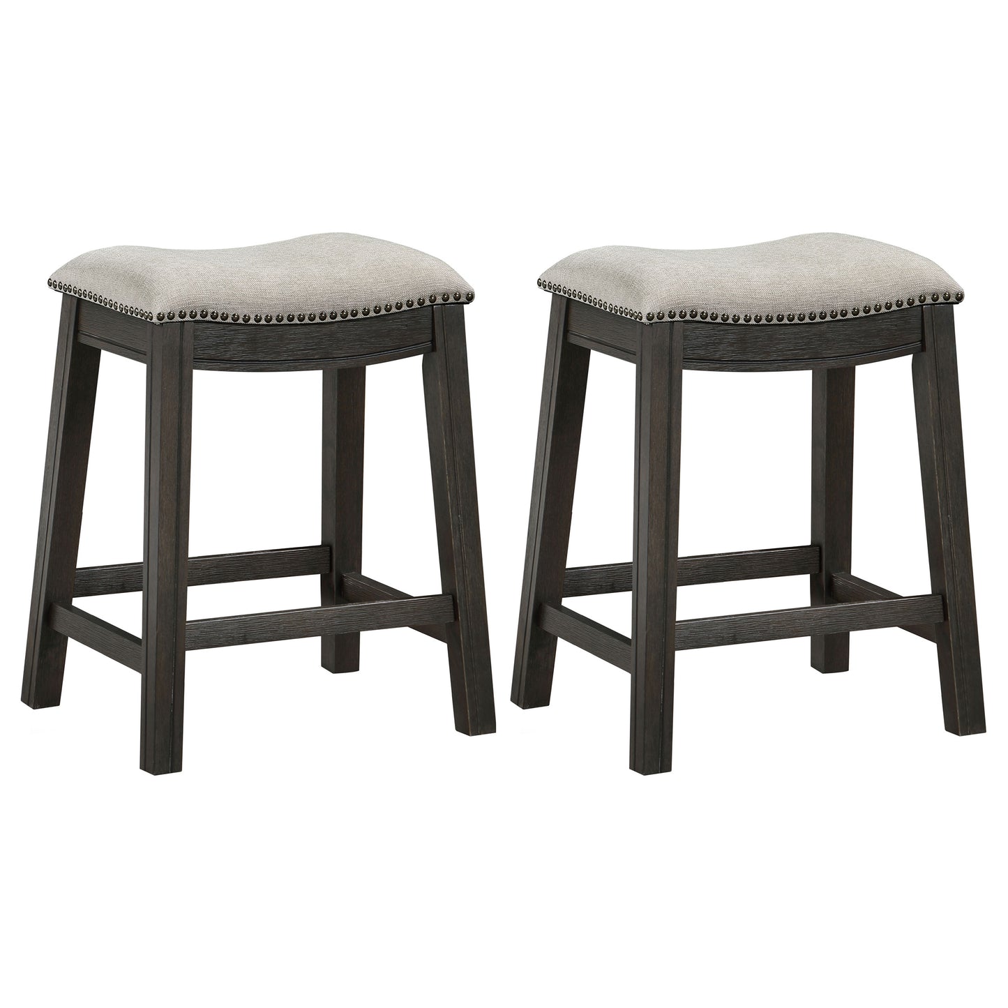 Elliston Backless Counter Height Saddle Bar Stool Dark Grey and Beige (Set of 2)