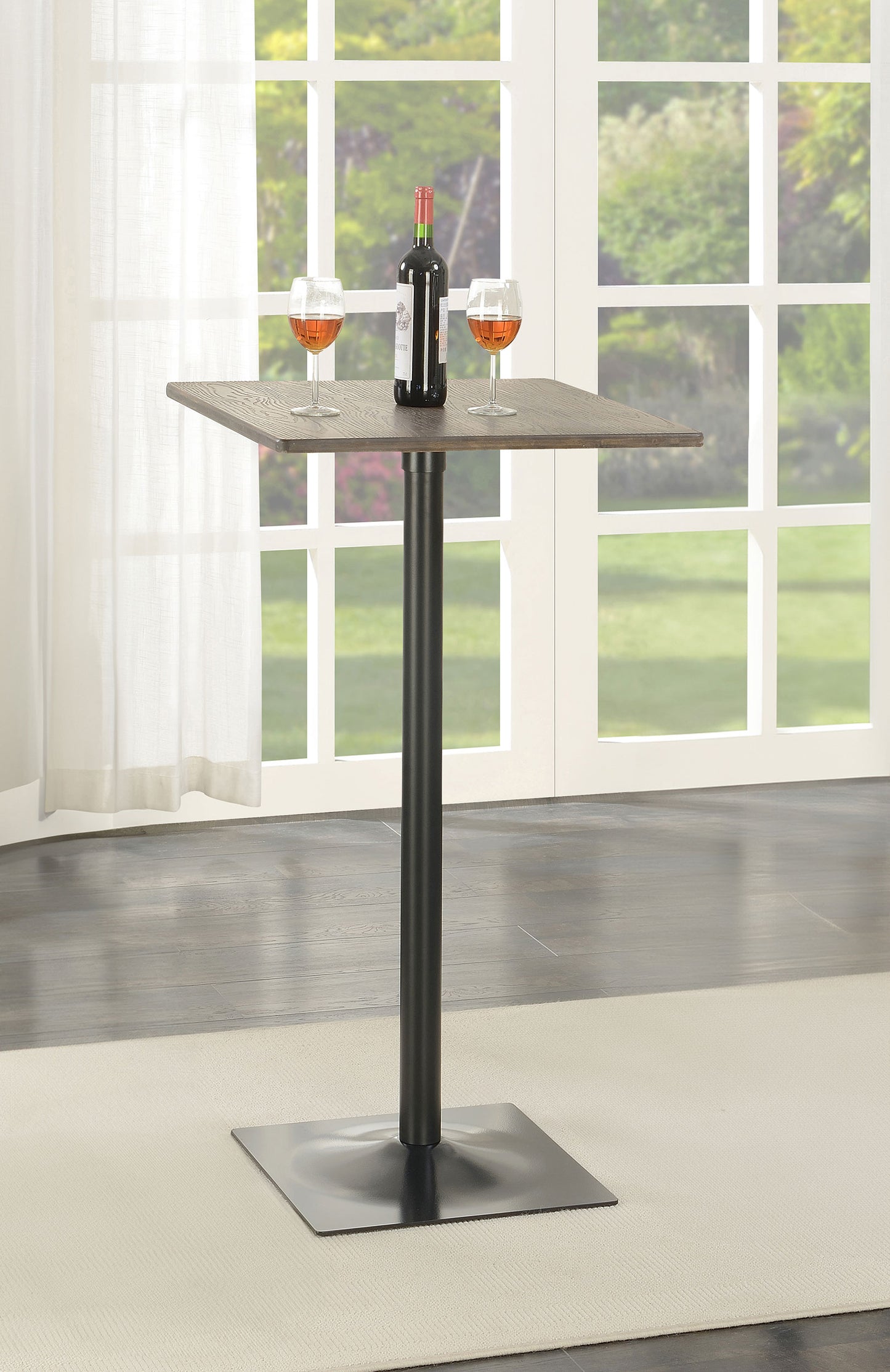 Cavalier Square Bar Table Dark Elm and Matte Black