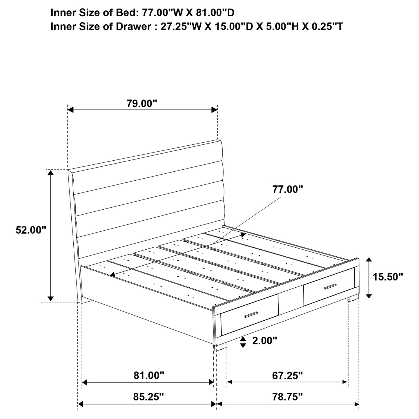 Felicity 4-piece Eastern King Platform Bedroom Set White
