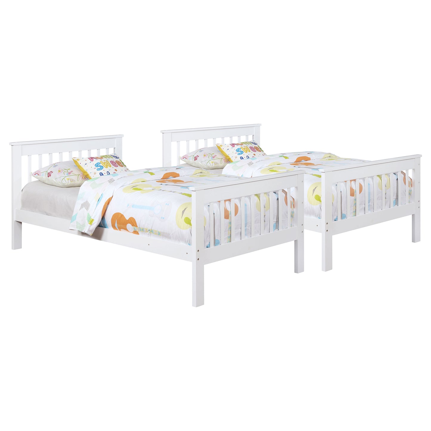 Chapman Wood Twin Over Twin Bunk Bed with Mattress White
