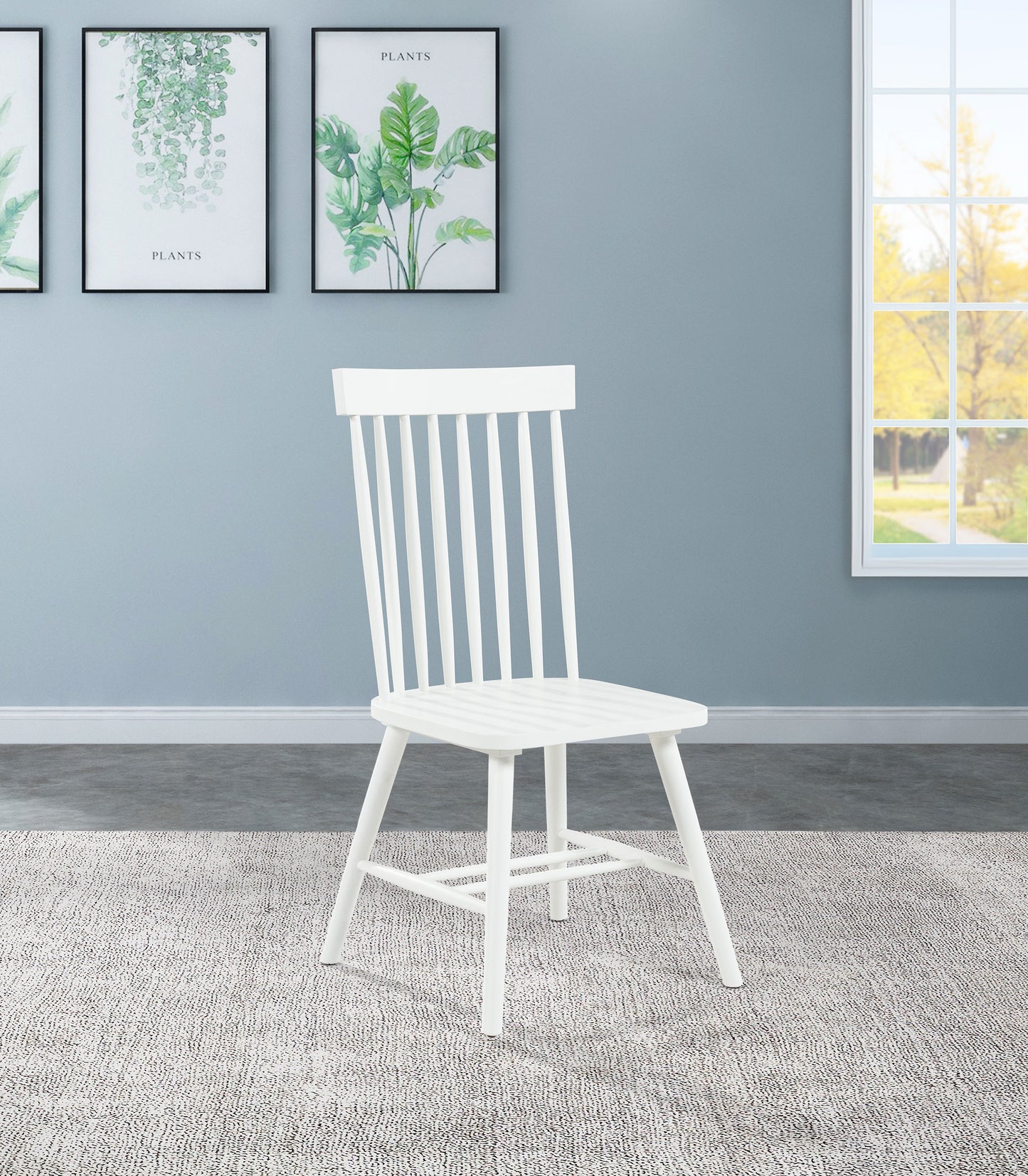 Andrews Windsor Spindle Back Dining Side Chair White (Set of 2)