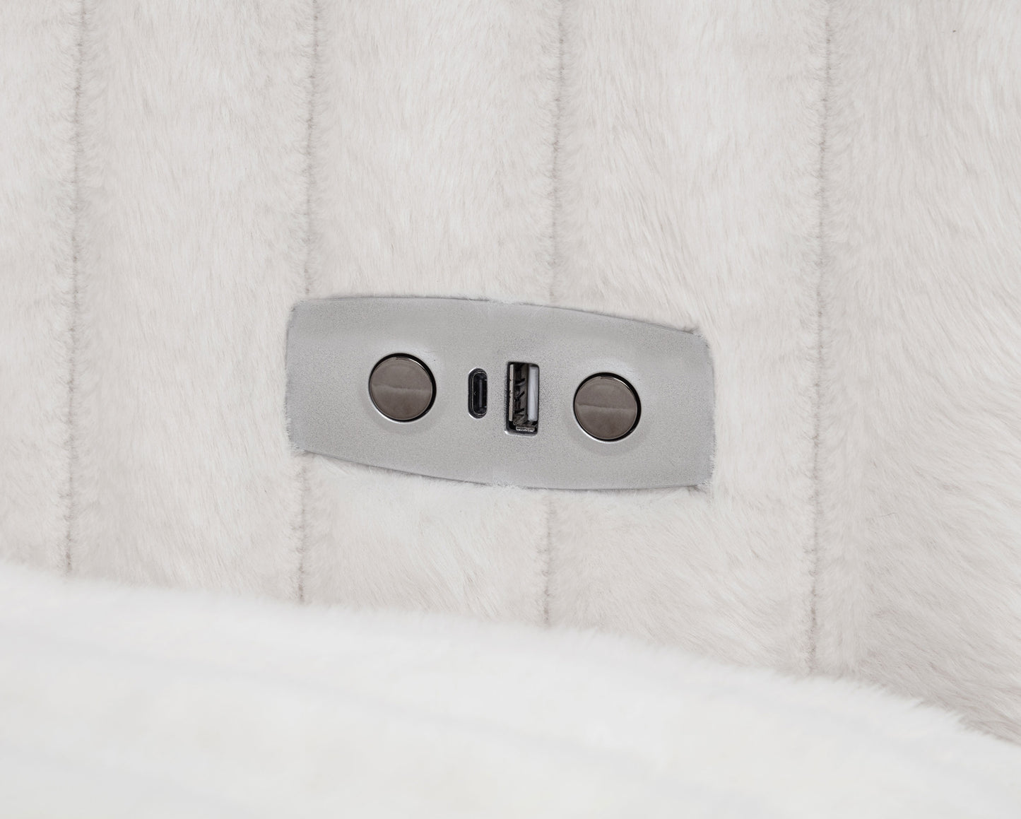 Jacana Corduroy Upholstered Dual Power Chaise Sofa Ivory