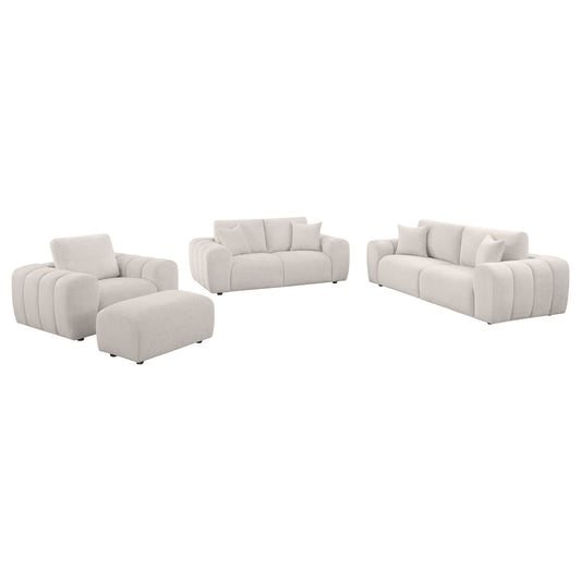 Burnett 4-piece Chenille Upholstered Sofa Set Ivory
