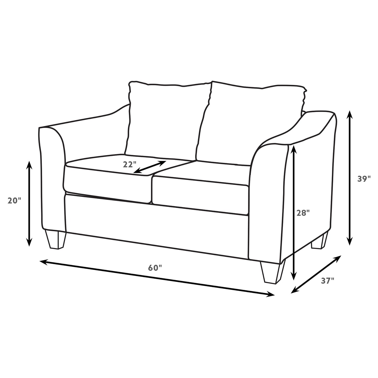 Salizar Upholstered Flared Arm Loveseat Charcoal Grey