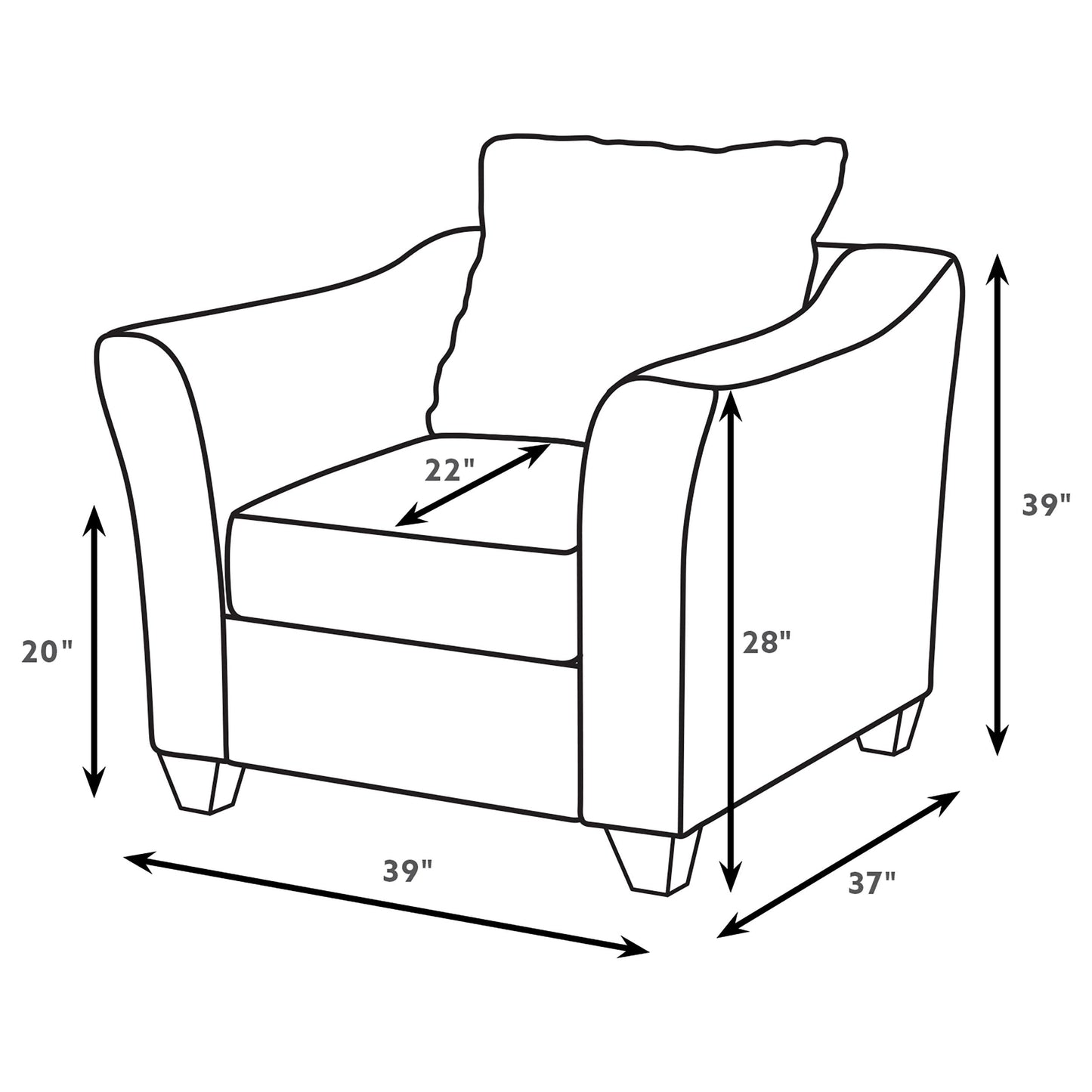 Salizar Upholstered Flared Arm Accent Chair Charcoal Grey