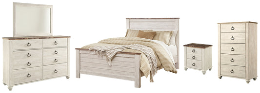 Willowton Panel Bed With Mirrored Dresser, Chest And Nightstand