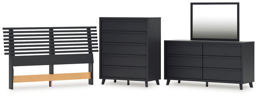 Danziar Queen Panel Headboard with Mirrored Dresser and Chest