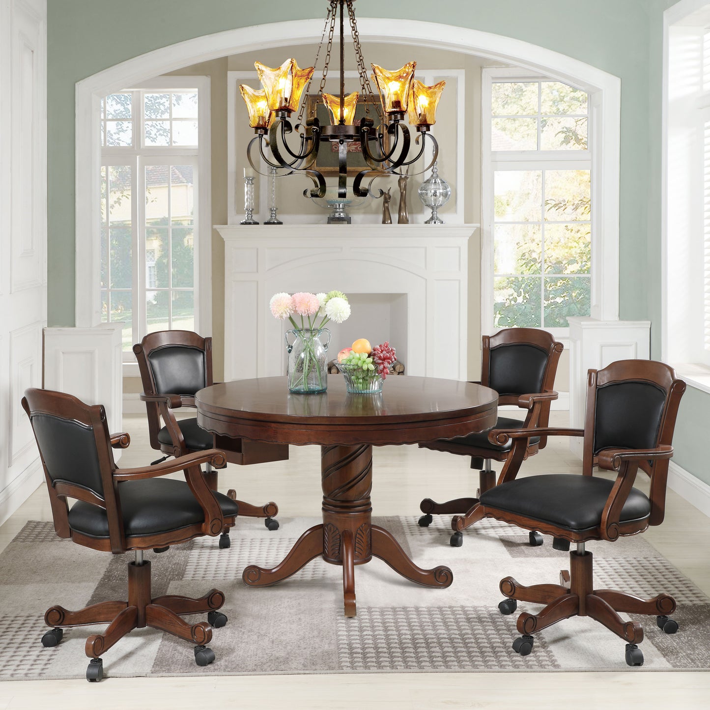 Turk 3-in-1 Round Pedestal Game Table Tobacco