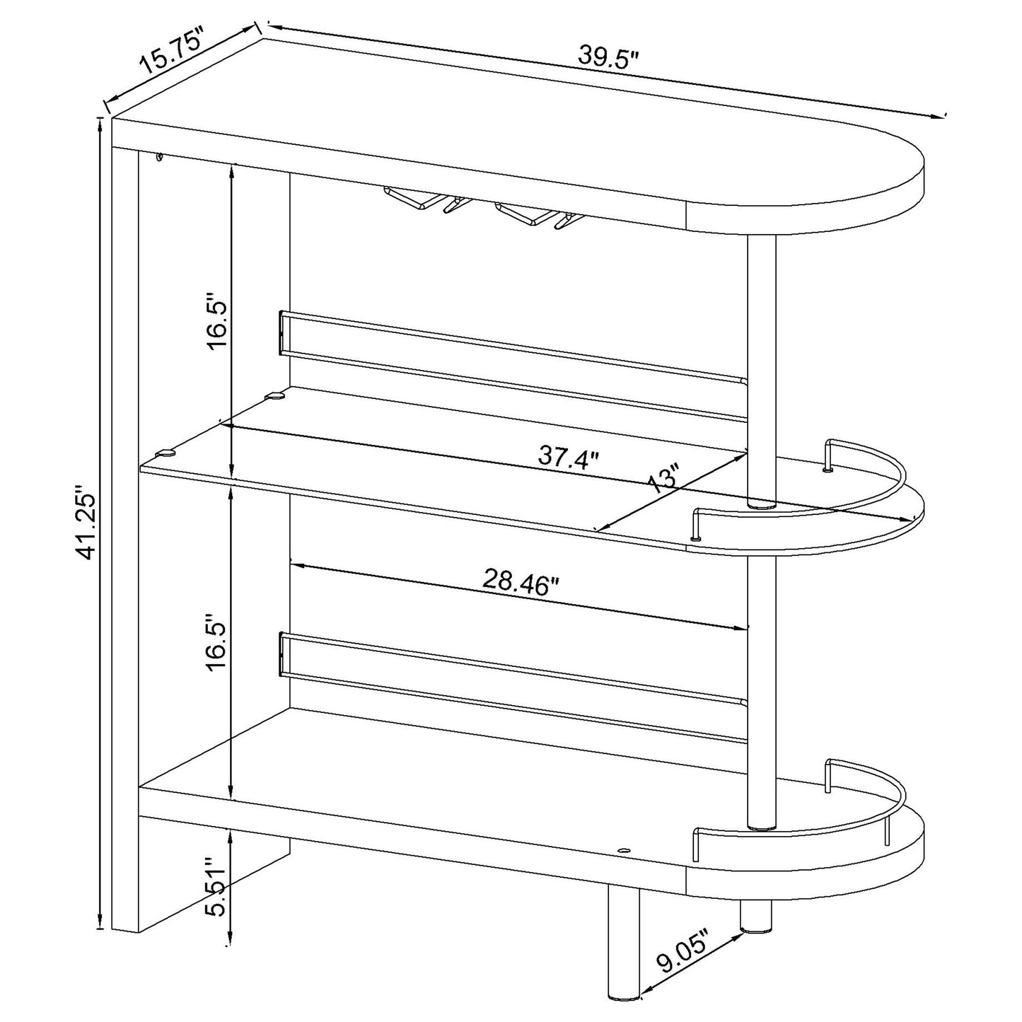 Adolfo 3-tier Bar Table Glossy White and Clear