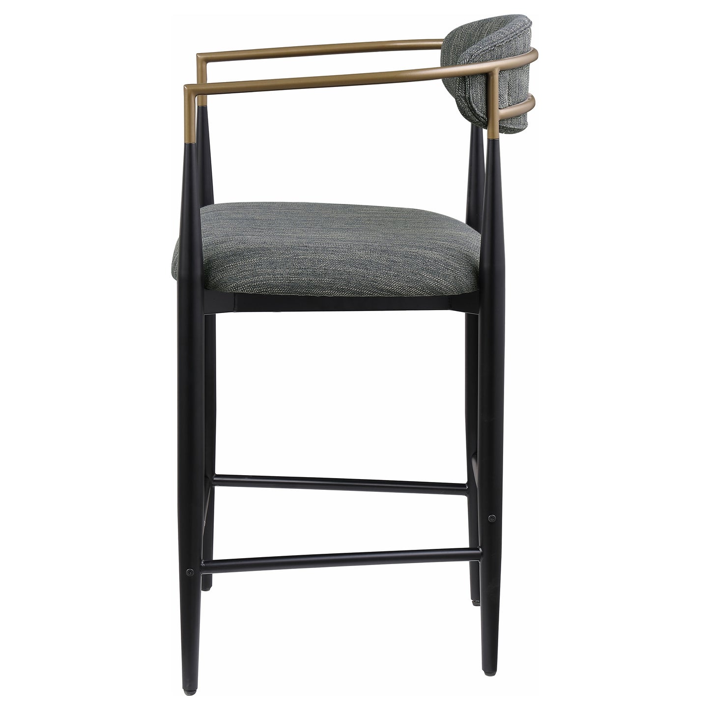 Tina Metal Counter Height Bar Stool with Upholstered Back and Seat Dark Grey (Set of 2)