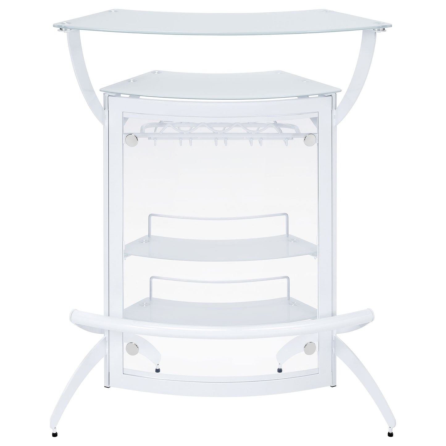 Dallas 2-shelf Home Bar White and Frosted Glass