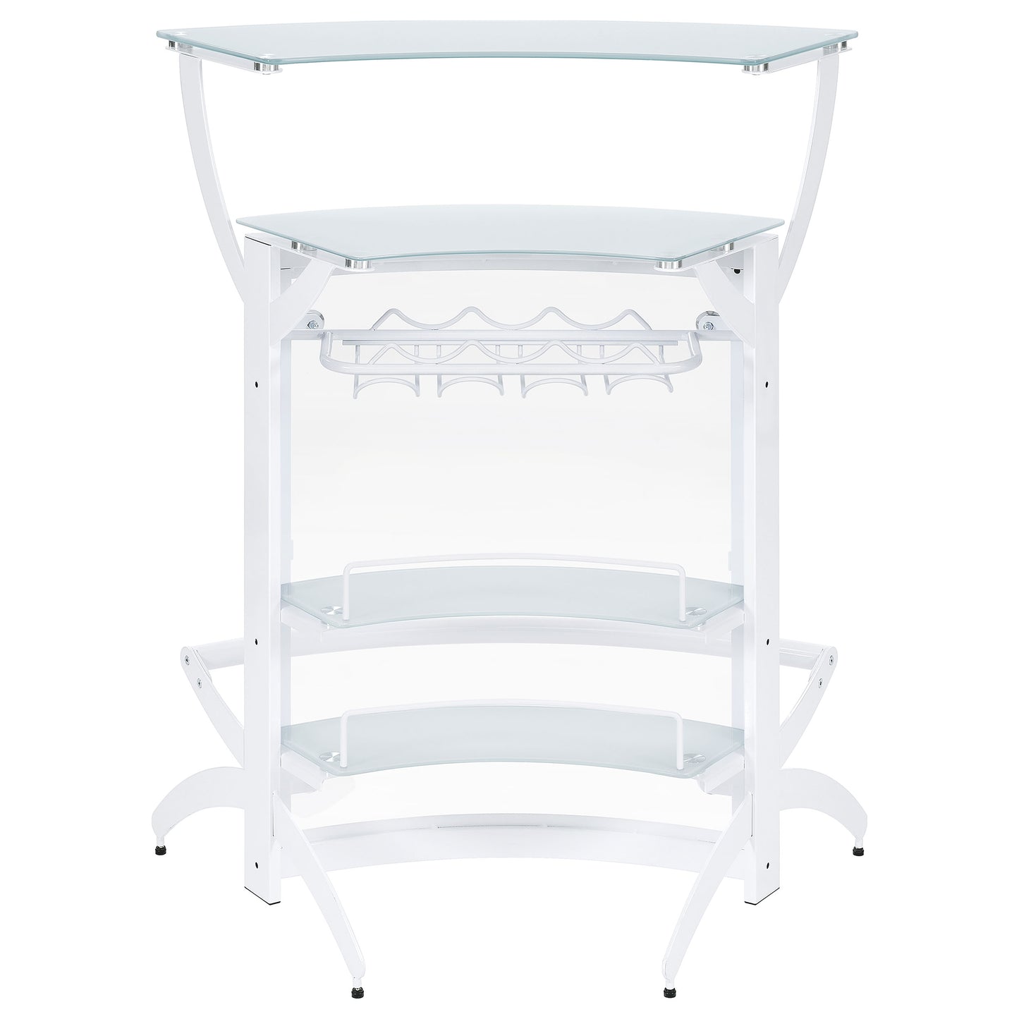 Dallas 2-shelf Home Bar White and Frosted Glass