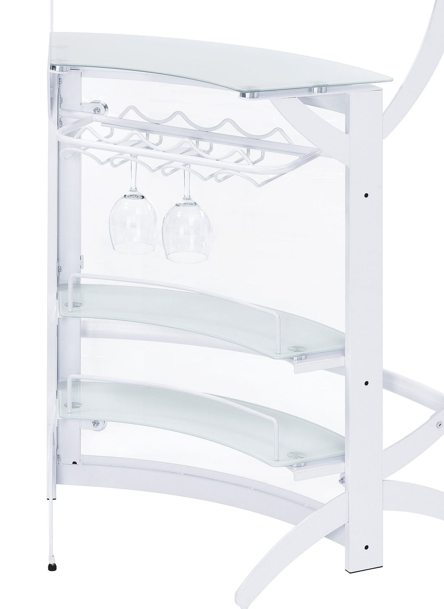 Dallas 2-shelf Home Bar White and Frosted Glass