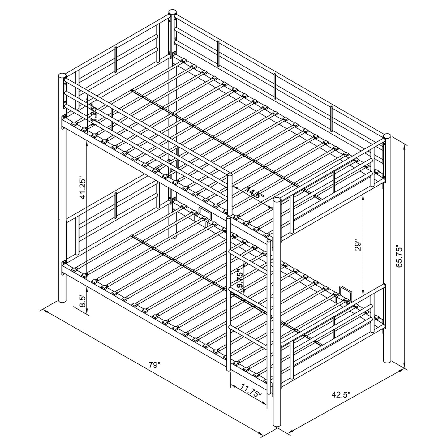 Hayward Twin Over Twin Bunk Bed Silver