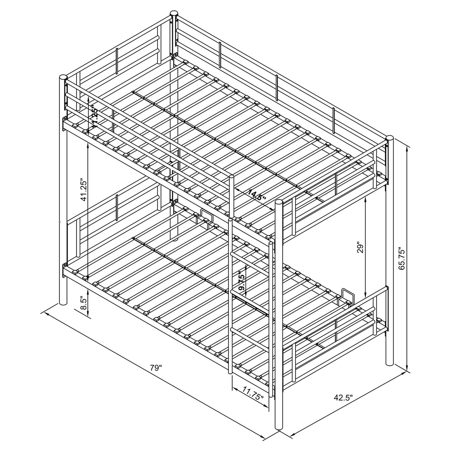 Hayward Twin Over Twin Bunk Bed Black