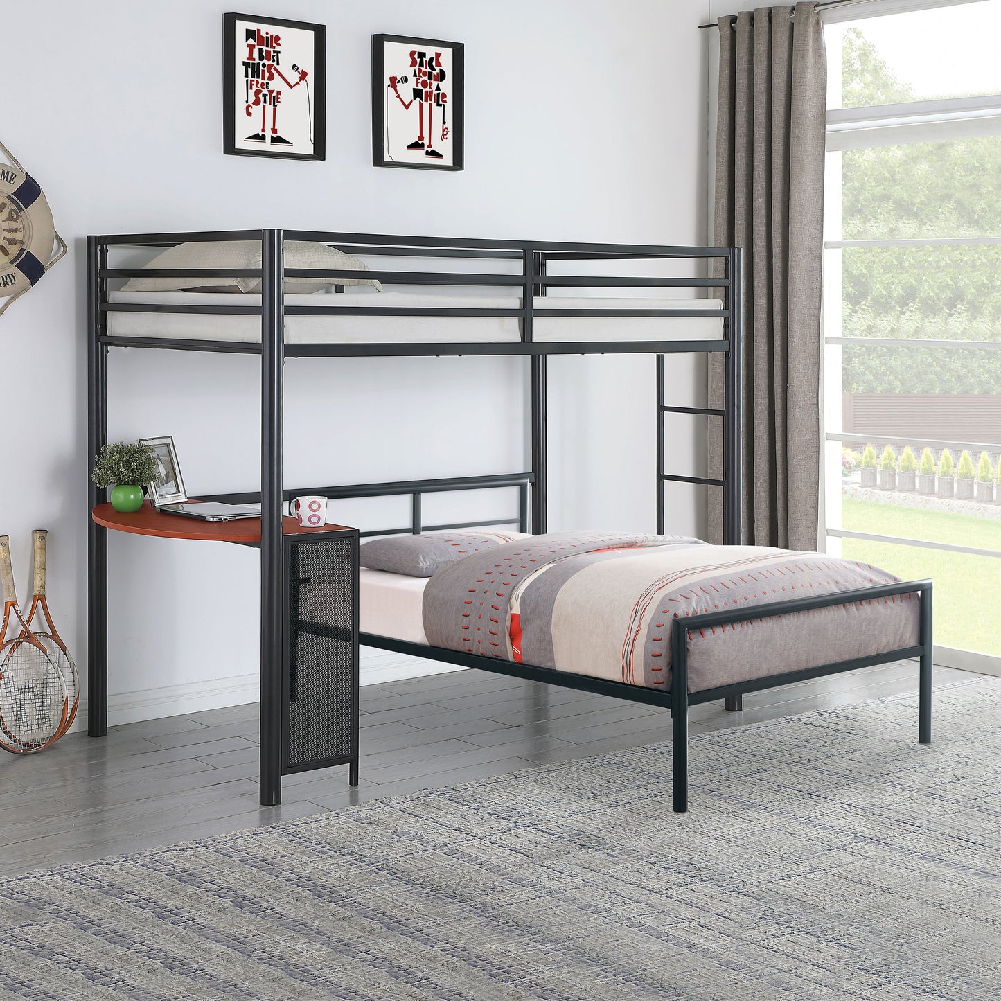 Fisher Twin Workstation Loft Bed Gunmetal