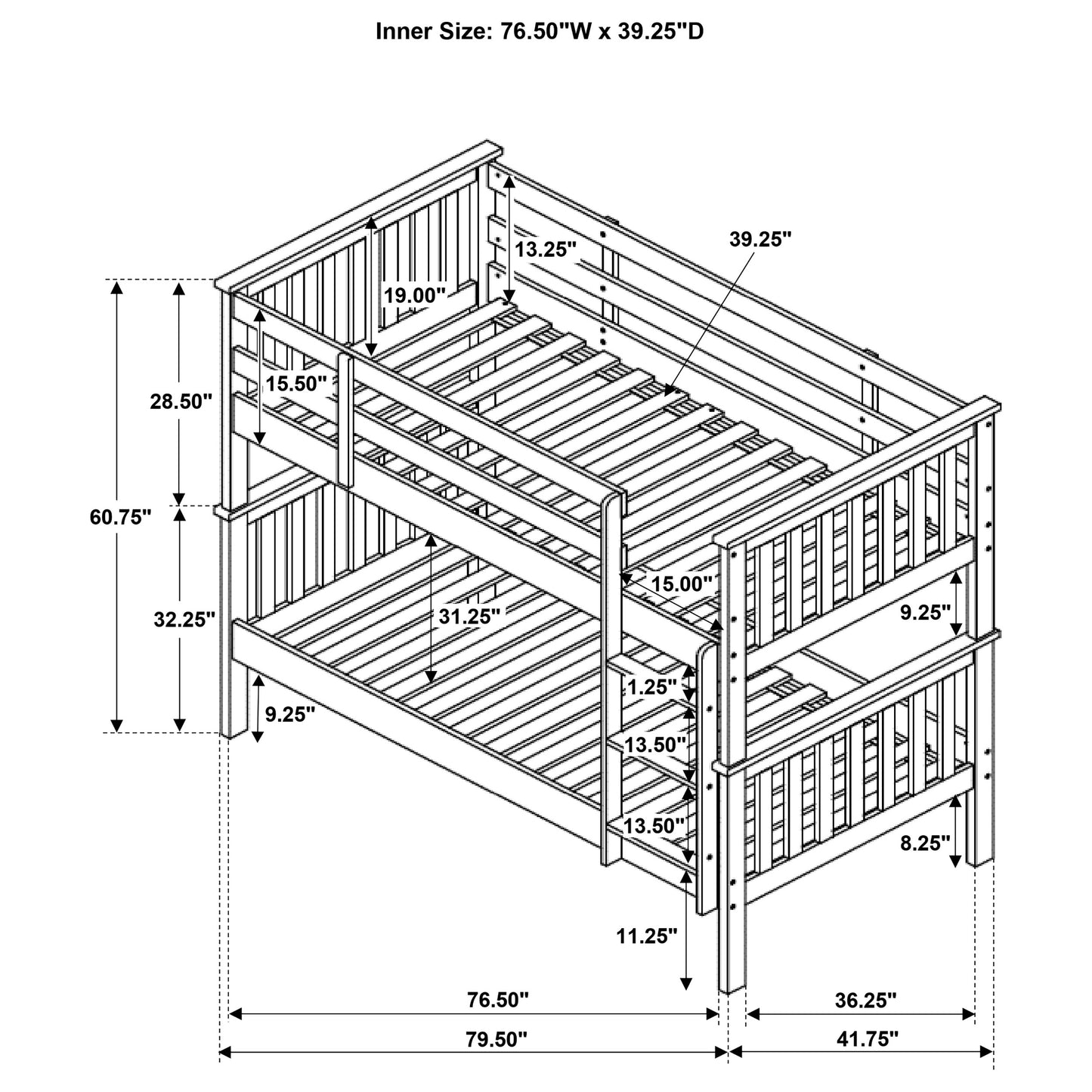 Chapman Twin Over Twin Bunk Bed White