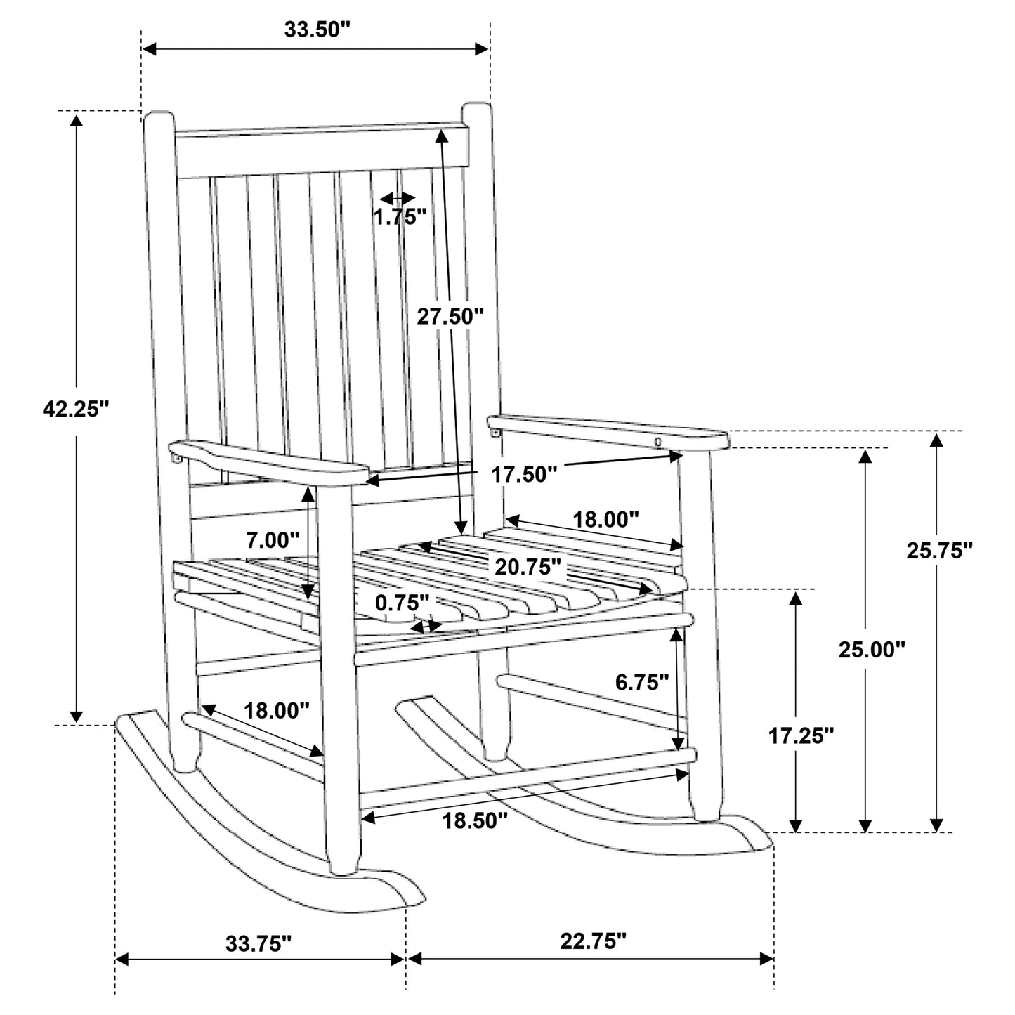 Annie Slat Back Wooden Rocking Chair White