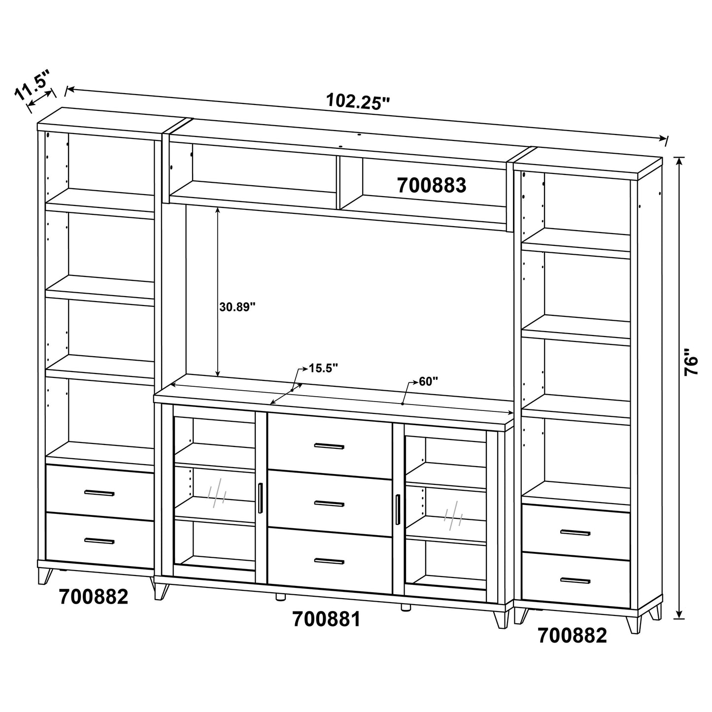 Lewes 4-piece Entertainment Center Cappuccino