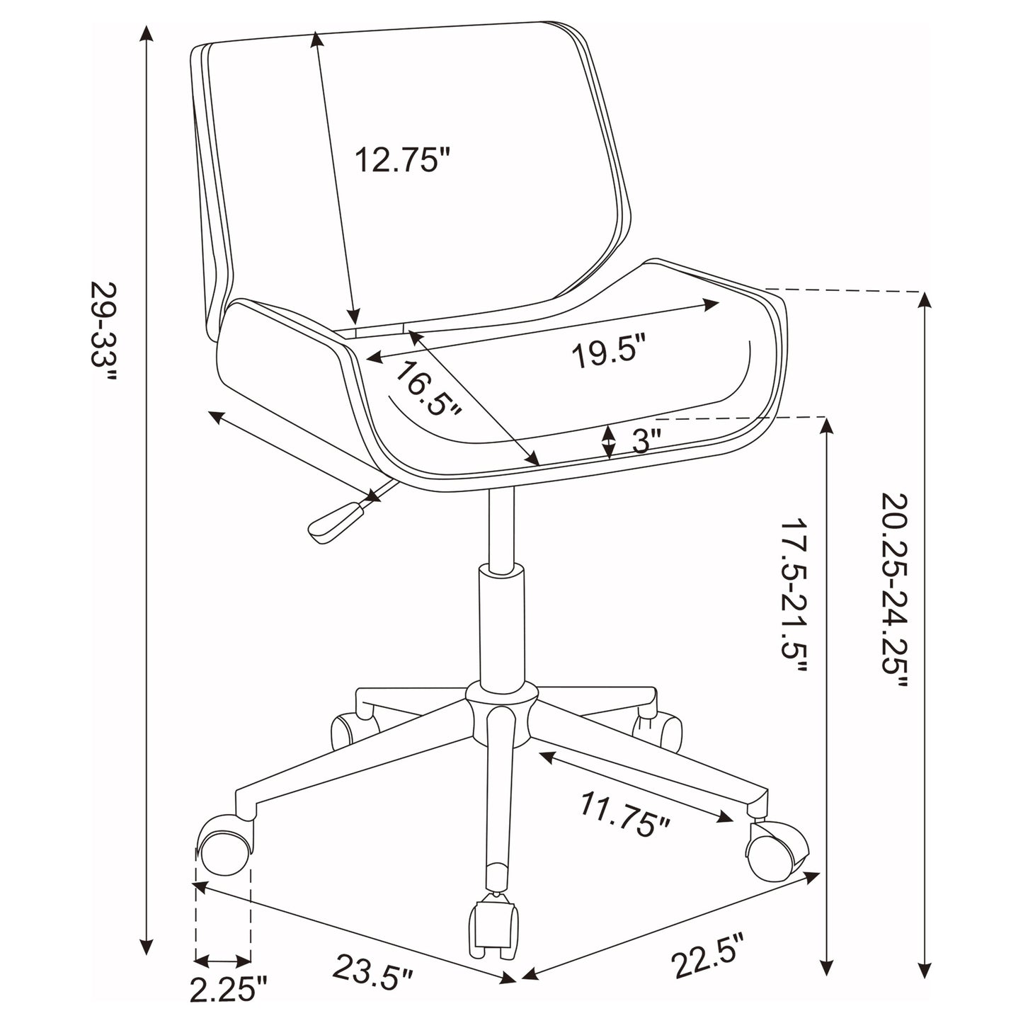 Addington Adjustable Height Office Chair Ecru and Chrome