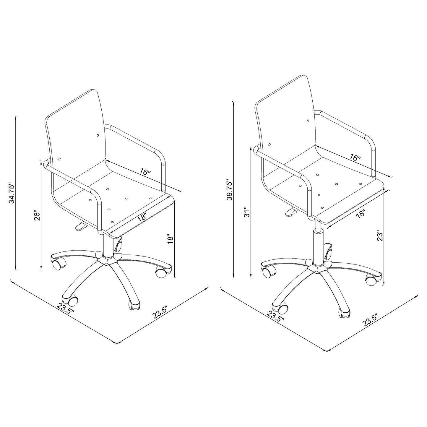 Amaturo Office Chair with Casters Clear and Chrome