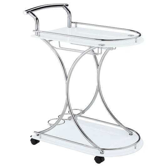 Elfman 2-shelve Serving Cart Chrome and White