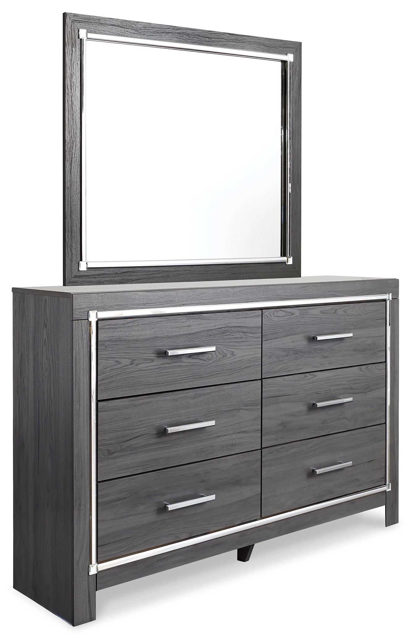 Lodanna King Panel Bed with 2 Storage Drawers, Dresser, Mirror, Chest and Nightstand