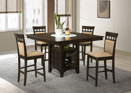 Gabriel 5-Piece Upholstered-Back Counter Height Dining Set Cappuccino