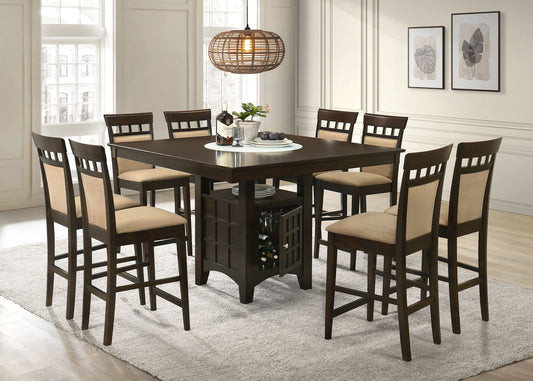 Gabriel 9-Piece Upholstered-Back Counter Height Dining Set Cappuccino
