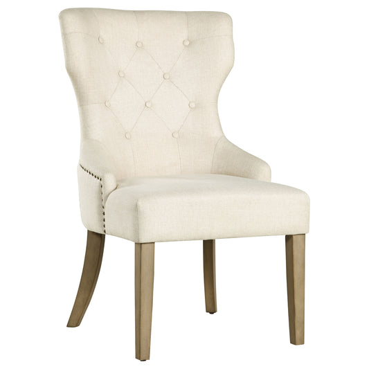 Baney Fabric Upholstered Dining Side Chair Beige and Rustic Honey