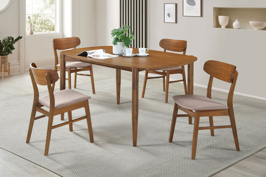 Dortch 5-piece Oval Dining Set with Upholstered Chairs Walnut