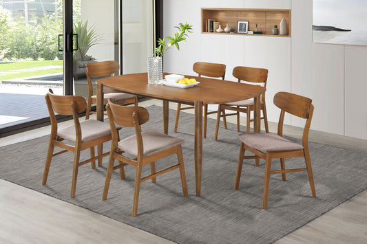 Dortch 7-piece Oval Dining Set with Upholstered Chairs Walnut