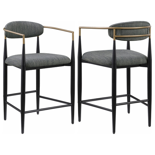 Tina Fabric Upholstered Counter Chair Grey (Set of 2)
