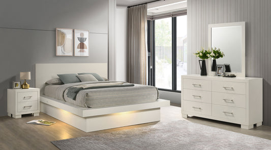 Jessica 4-piece Eastern King LED Bedroom Set Snow White