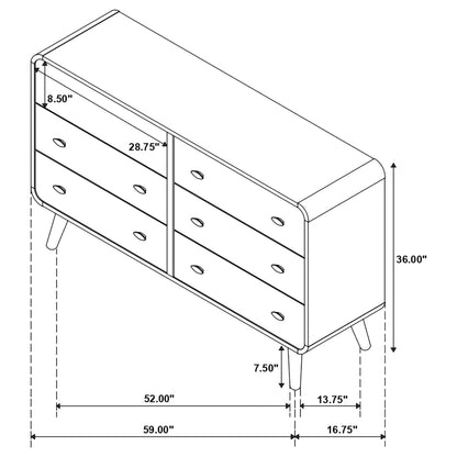 Robyn 6-drawer Bedroom Dresser Dark Walnut