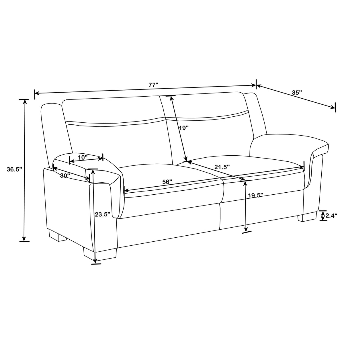 Arabella 2-piece Upholstered Padded Arm Sofa Set Grey