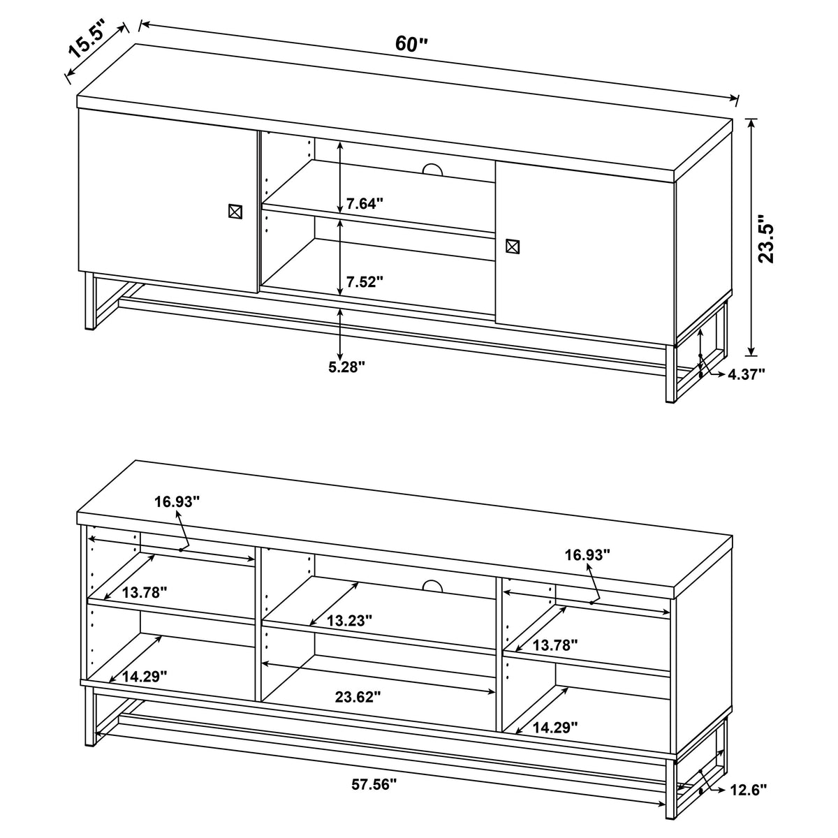 Myles 2-door Engineered Wood 60-inch TV Stand Rustic Oak