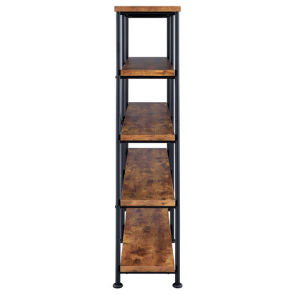 Analiese 63-inch 4-shelf Double Bookshelf Rustic Nutmeg