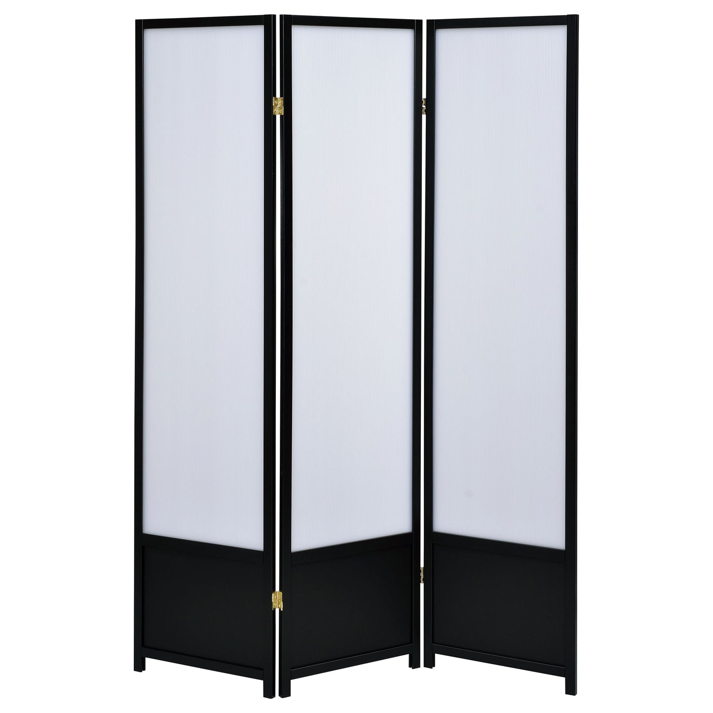 Calix 3-panel Folding Floor Screen Translucent and Black