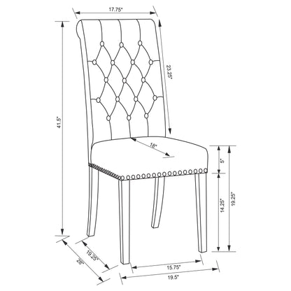 Alana Upholstered Dining Side Chair Beige Smokey Black (Set of 2)
