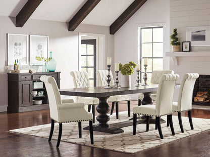 Alana Upholstered Dining Side Chair Beige Smokey Black (Set of 2)