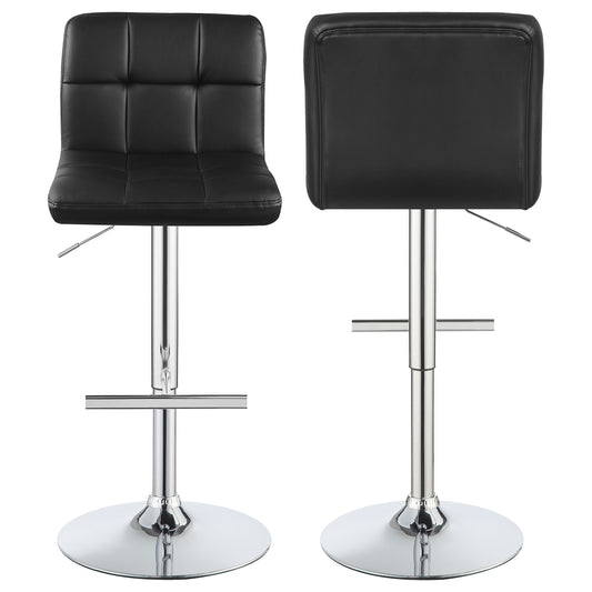 Lenny Adjustable Bar Stools Chrome and Black (Set of 2)