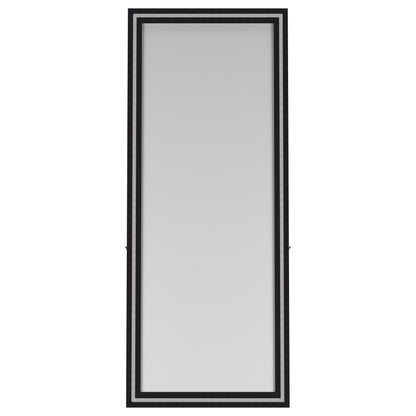 Windrose 28 x 67 Inch Tempered LED Standing Mirror Black