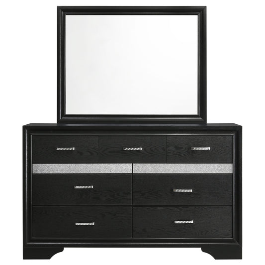 Miranda 9-drawer Dresser with Mirror Black