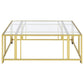 Adri Square Glass Top Coffee Table with Casters Matte Brass
